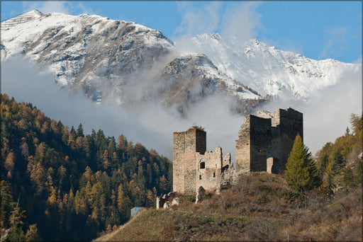 Poster, Many Sizes Available; Tschanuff Castle, Piz Spadla Mountain, In Switzerland