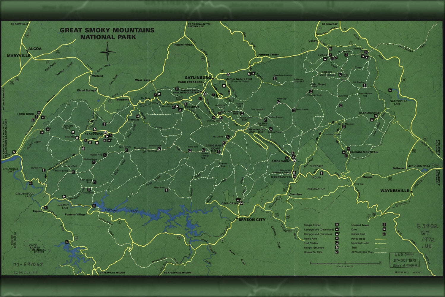 Poster, Many Sizes Available; Map Great Smoky Mountains National Park 1971 P1