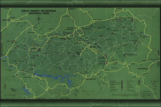 Poster, Many Sizes Available; Map Great Smoky Mountains National Park 1971 P1