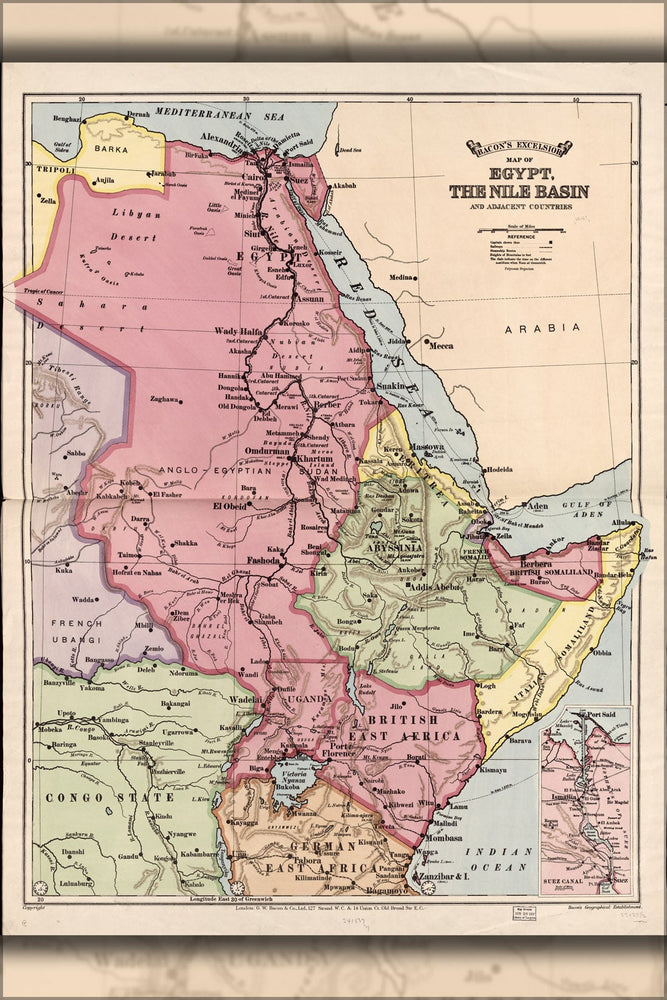 Poster, Many Sizes Available; Map Of Egypt, The Nile River Basin 1916