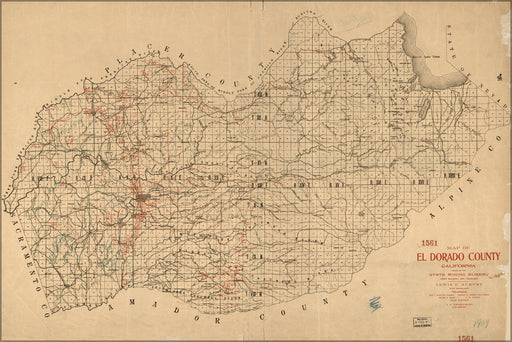 Poster, Many Sizes Available; Map Of El Dorado County, California 1909