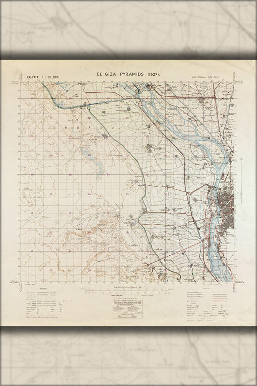 Poster, Many Sizes Available; Map Of El Giza Pyramids, Egypt 1927