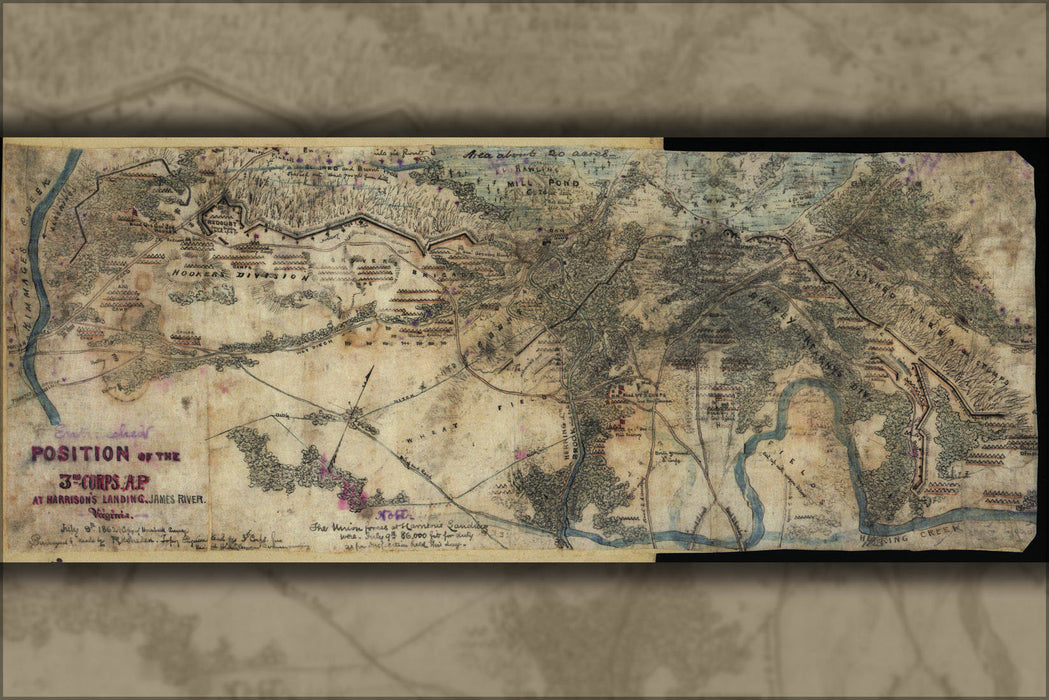 Poster, Many Sizes Available; Map Harrisons Landing, James River, Virginia 1862