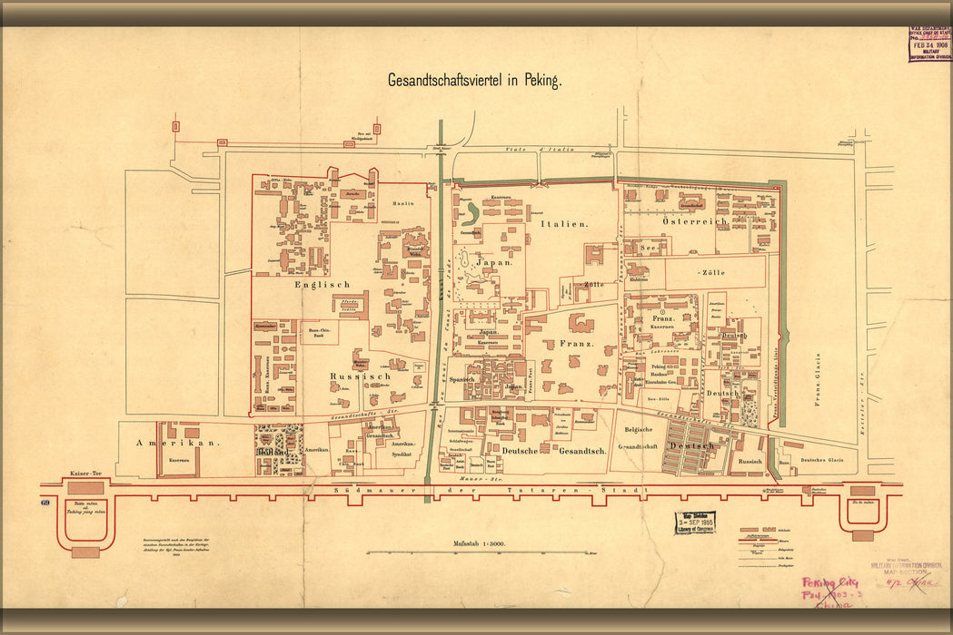 Poster, Many Sizes Available; Map Of Embassies In Beijing China 1903 In German