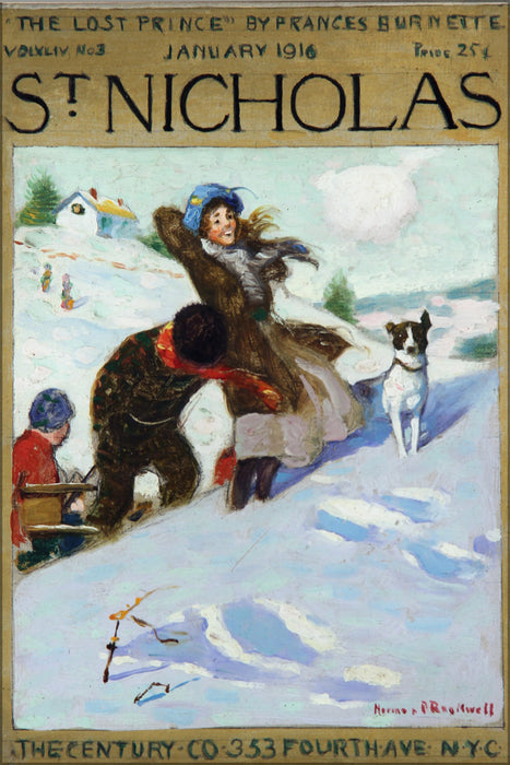 Poster, Many Sizes Available; Girl In Snow With Dog By Norman Rockwell 1916