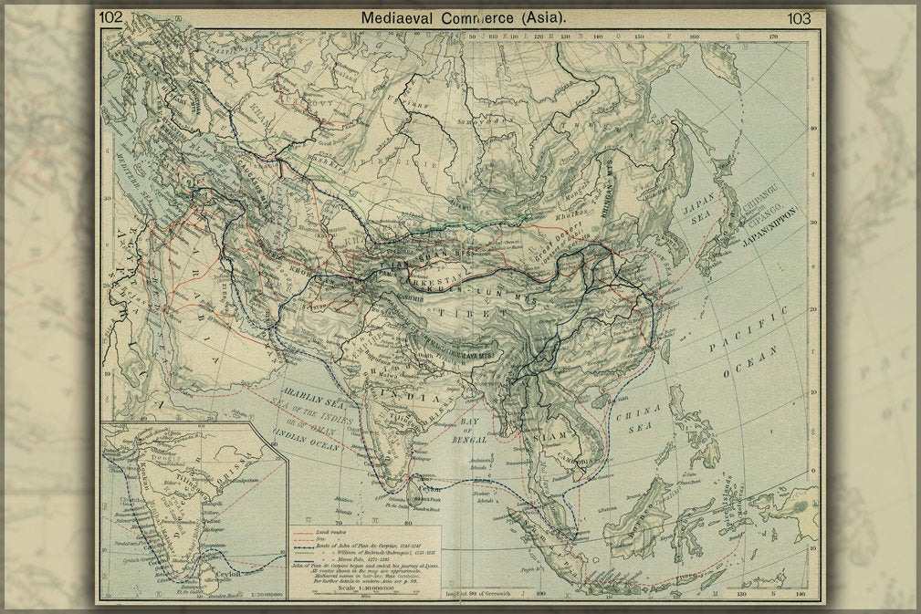 Poster, Many Sizes Available; Medieval Asia Commerce Map