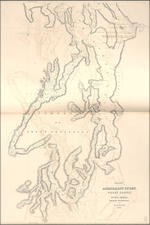 Poster, Many Sizes Available; Chart Map Of Admiralty Inlet, Puget Sound, And Hoods Canal 1841