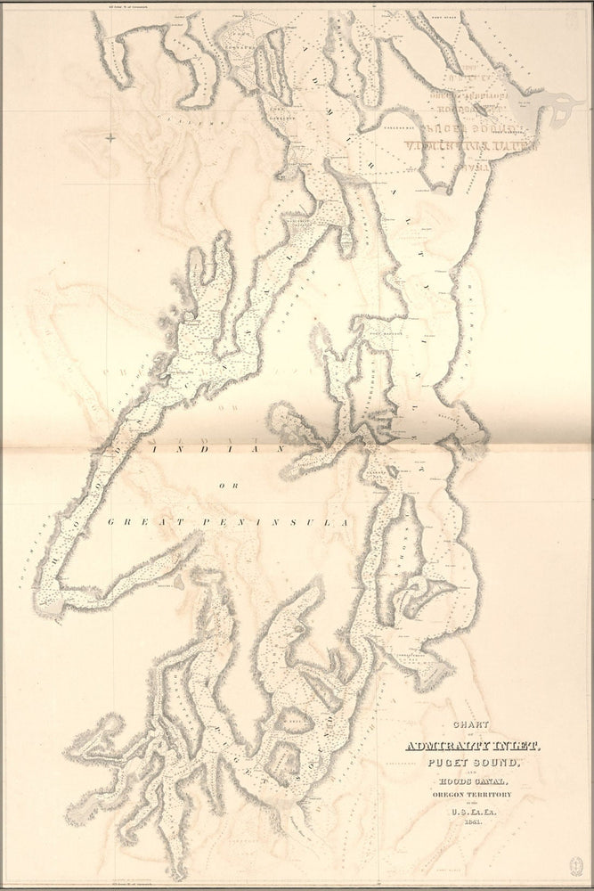 Poster, Many Sizes Available; Chart Map Of Admiralty Inlet, Puget Sound, And Hoods Canal 1841