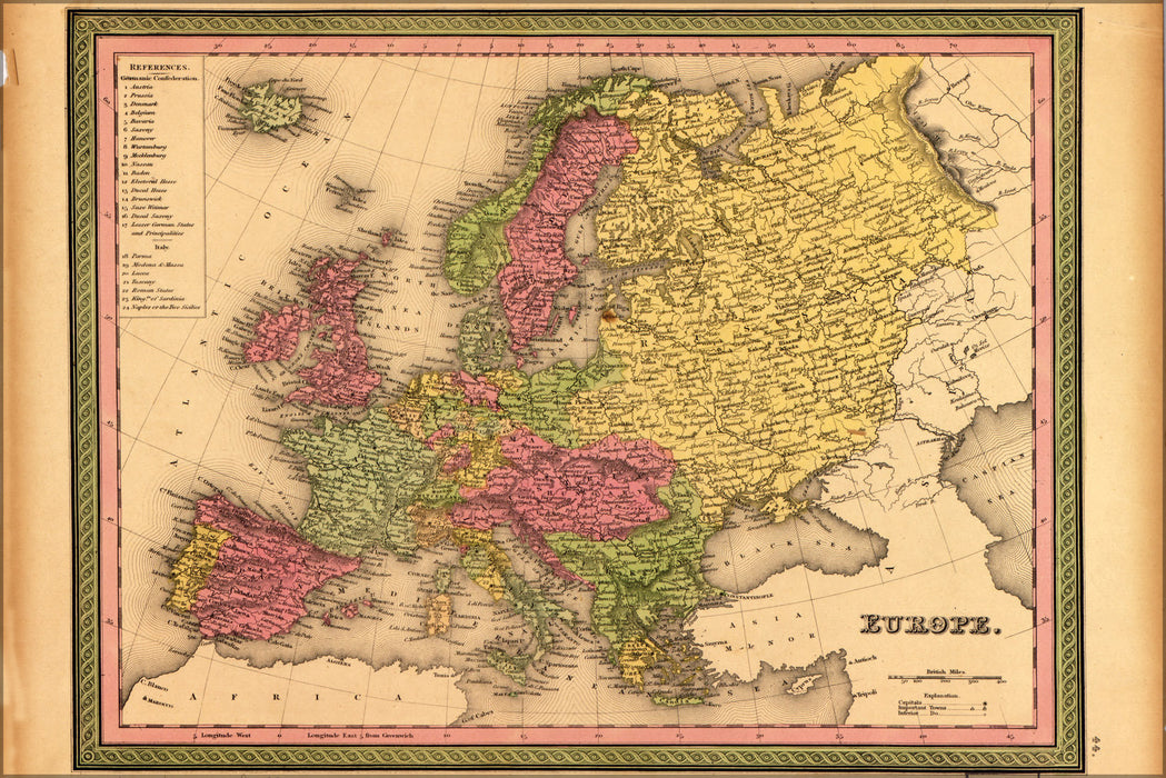 Poster, Many Sizes Available; Map Of Europe 1849