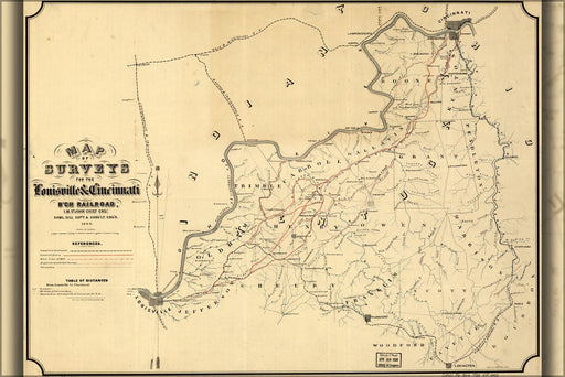 Poster, Many Sizes Available; Map Louisville Cincinnati Railroad Kentucky 1866