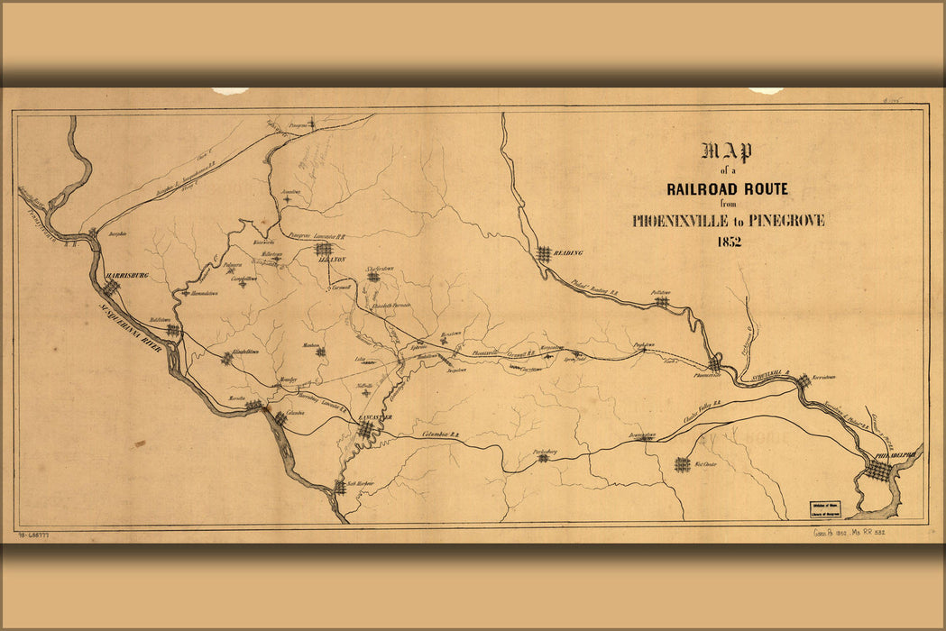 Poster, Many Sizes Available; R.R Map Pennsylvania Philadelphia Harrisburg 1852