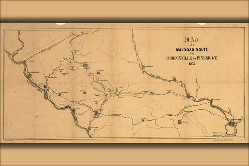 Poster, Many Sizes Available; R.R Map Pennsylvania Philadelphia Harrisburg 1852