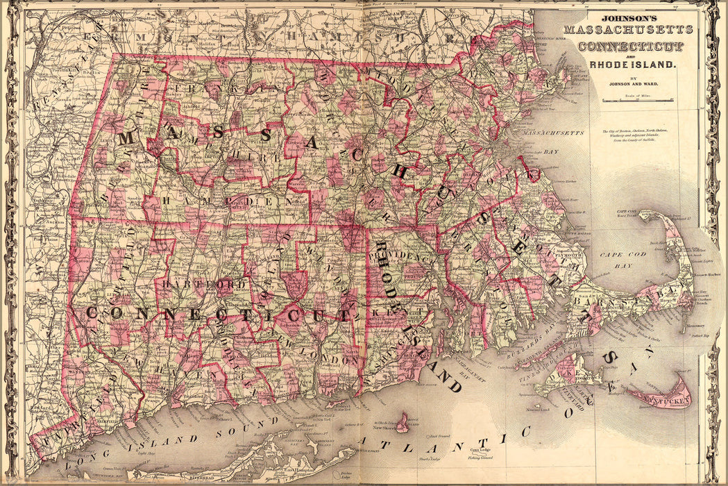 Poster, Many Sizes Available; Map Massachusetts Connecticut Rhode Island 1862