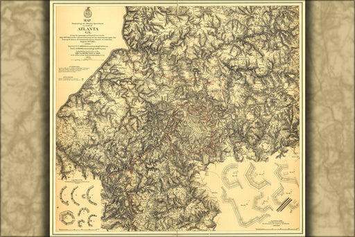 Poster, Many Sizes Available; Map Military Ops Around Atlanta, Georgia 1864