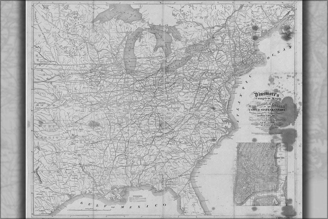 Poster, Many Sizes Available; Railroad & Canal Map Of United States Canada 1856