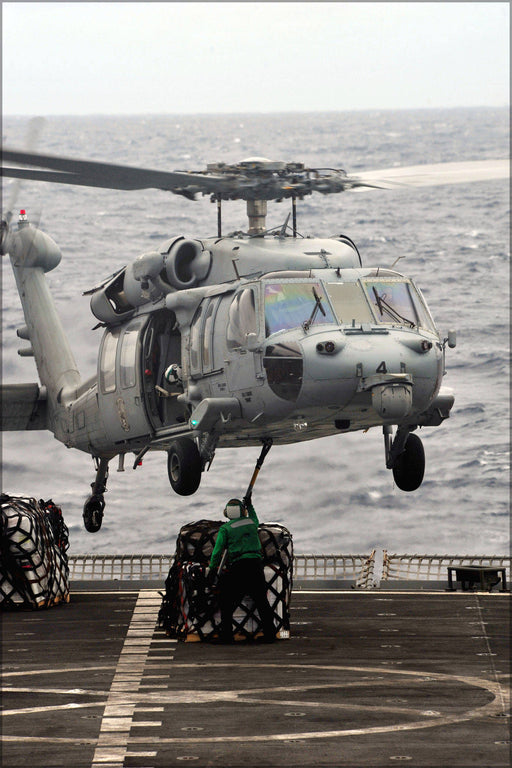 Poster, Many Sizes Available; Mh-60S Sh-60 Seahawk Helicopter Aboard Usns Rainier (T-Aoe 7)