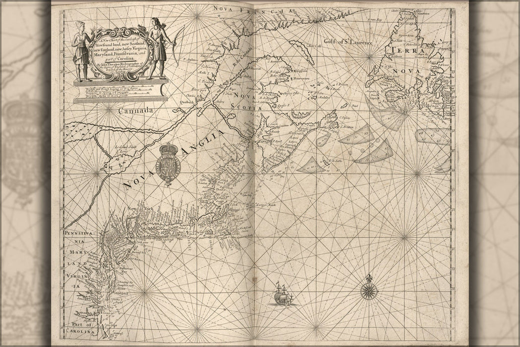 Poster, Many Sizes Available; Map Newfoundland New Scotland New England 1700