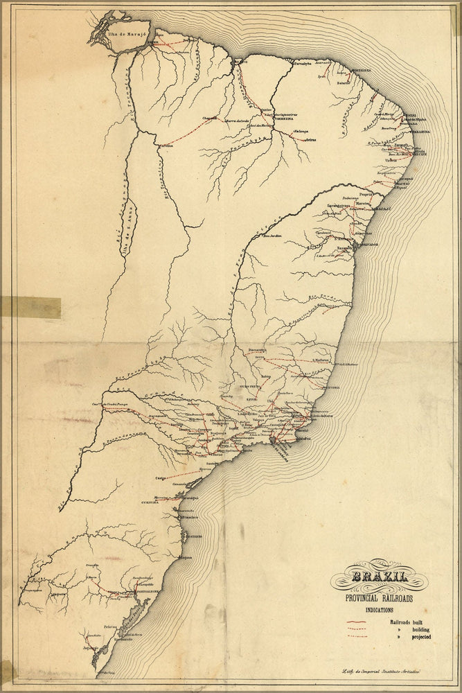 Poster, Many Sizes Available; Railroad Map Of Brazil 1902