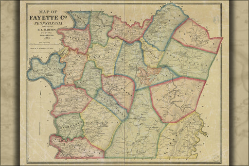 Poster, Many Sizes Available; Map Of Fayette Co., Pennsylvania 1865