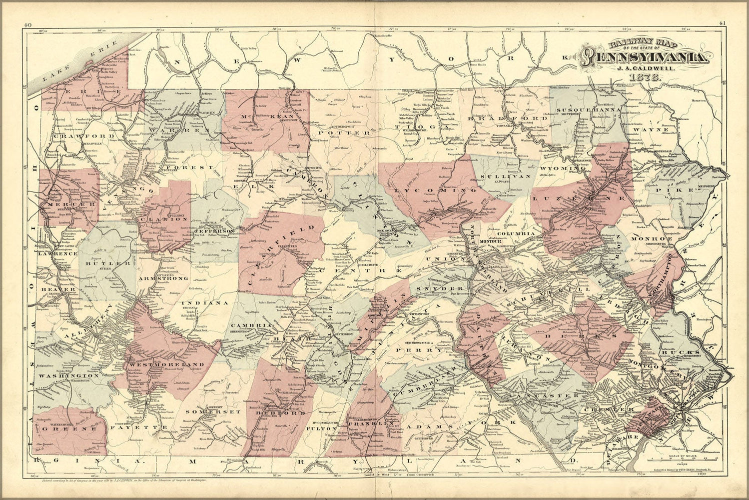 Poster, Many Sizes Available; Railroad Map Of Pennsylvania 1878