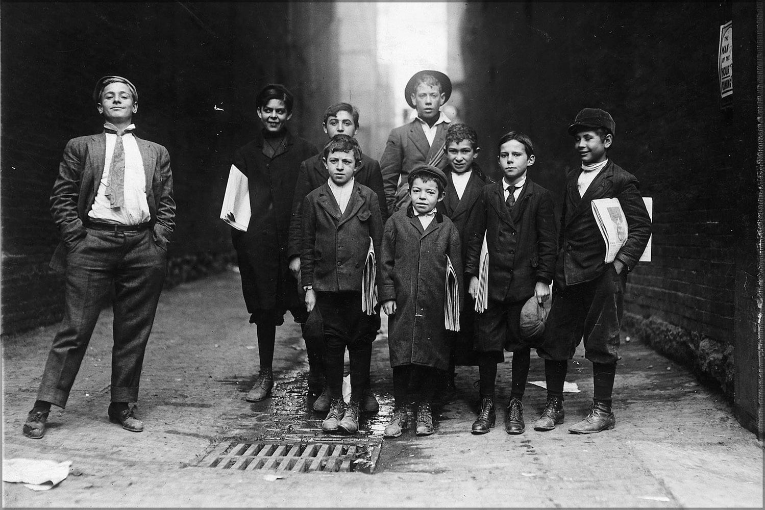 Poster, Many Sizes Available; A Group Of Nashville Newsies. In Middle Of Group Is 7 Year Old Sam. Smart And Profane. He Sells Nights Also...