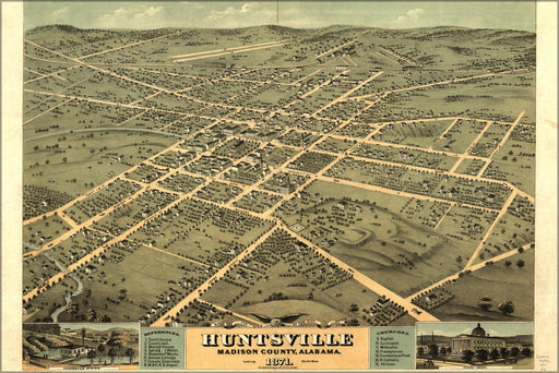 Poster, Many Sizes Available; Huntsville Al Usa 1871 Birds Eye View