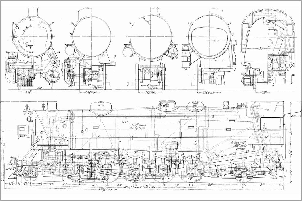 Poster, Many Sizes Available; Usra Light Santa Fe (2-10-2) Railroad Locomotive Train Diagram