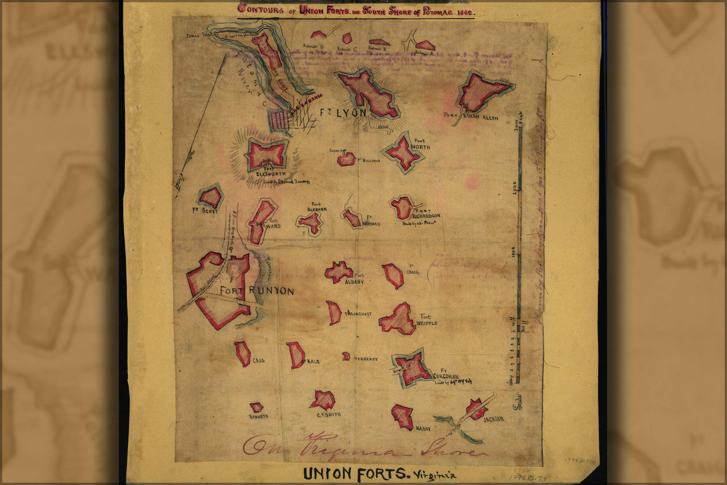 Poster, Many Sizes Available; Union Fort Contours South Side Potomac River 1862