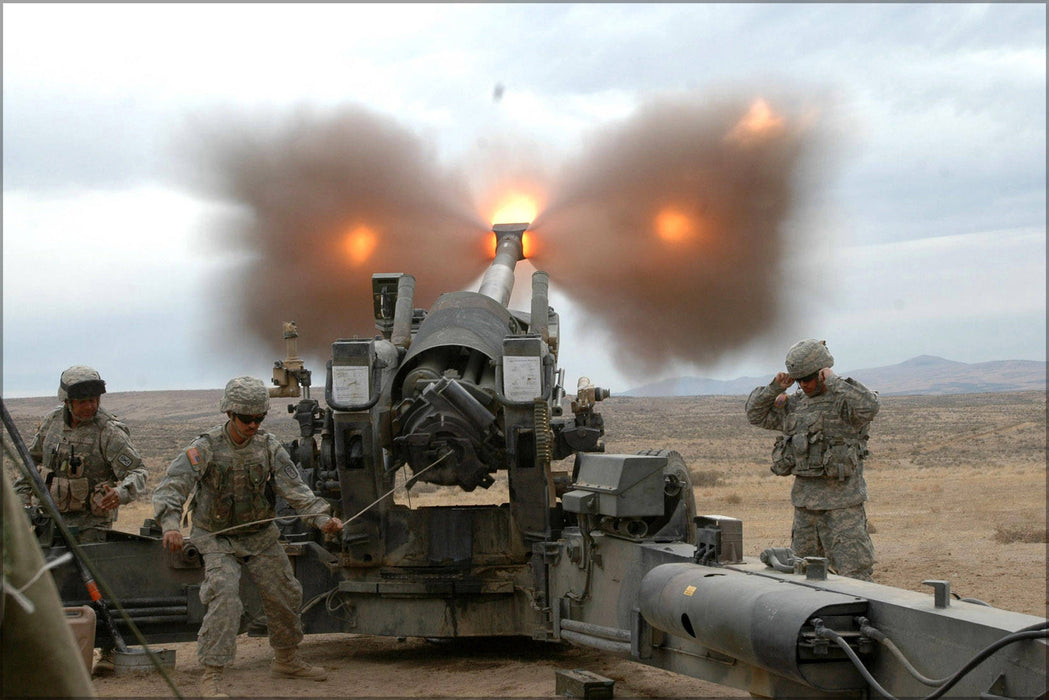 Poster, Many Sizes Available; U.S. Army Charlie Battery 1-377 Fa Fire M198 155Mm Howitzer