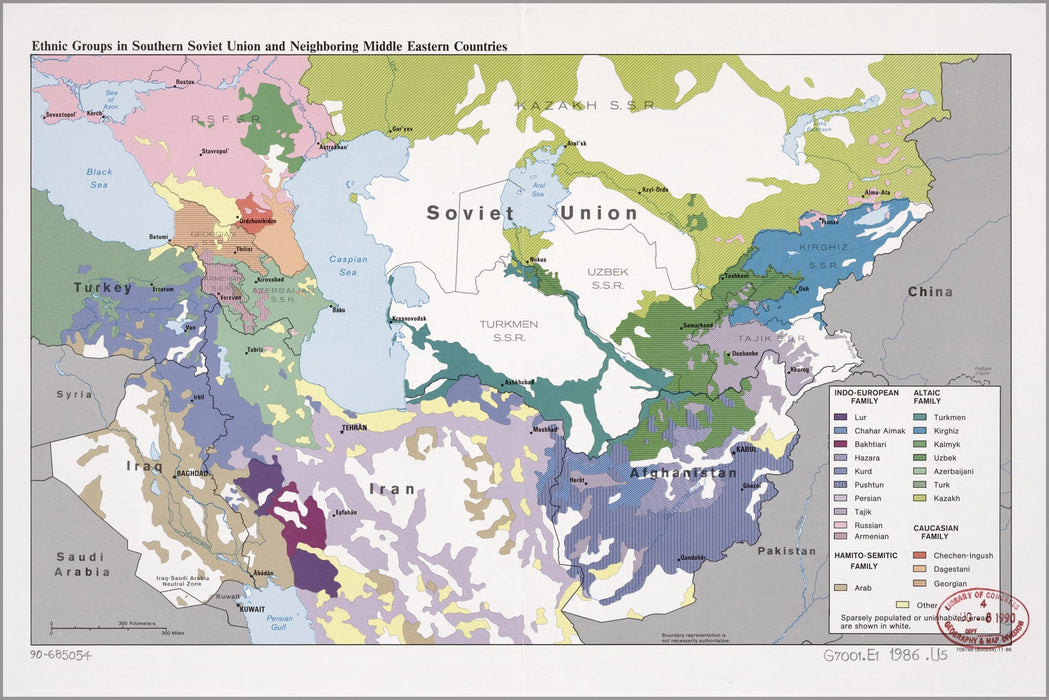 Poster, Many Sizes Available; Cia Ethnic Map  S Ussr Iraq Iran Afghanistan 1986