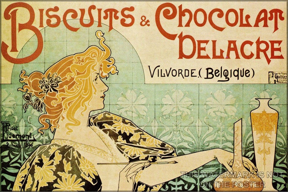 Poster, Many Sizes Available; Art Nouveau P4 Biscuits And Chocolat Delacre C1896 Henri Privat-Livemont Art Naouveau