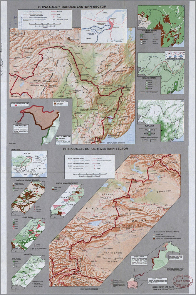 Poster, Many Sizes Available; Cia Map China Soviet Union Russia Border 1965