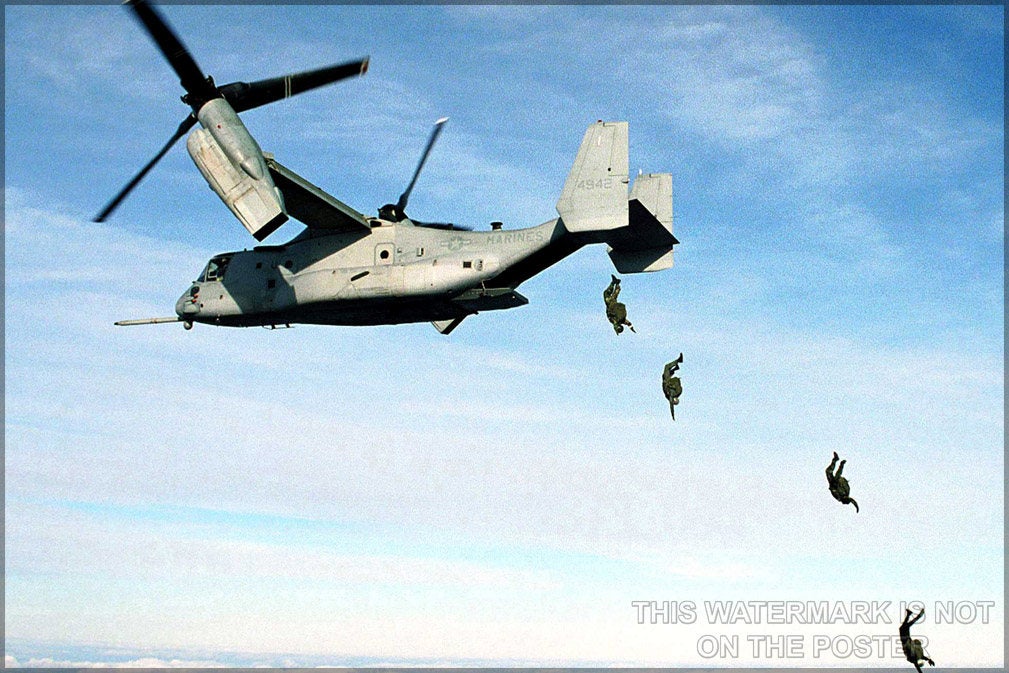 Poster, Many Sizes Available; U.S. Marines Jump From An V-22 Osprey