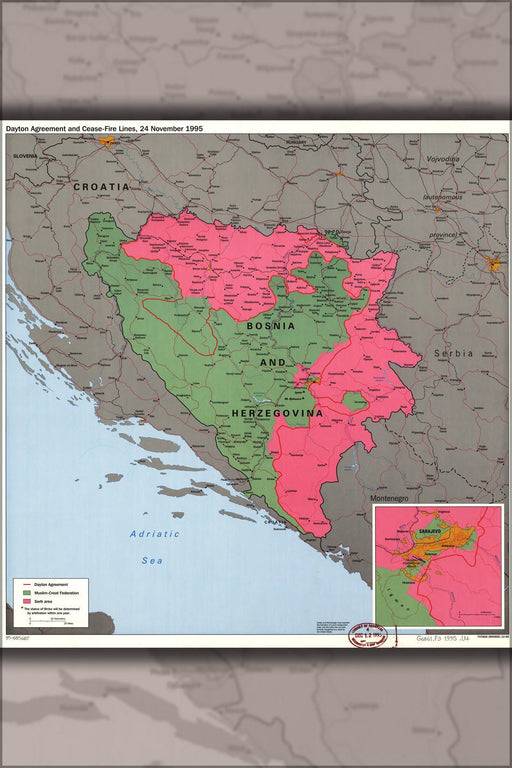 Poster, Many Sizes Available; Cia Map Dayton Agreement Bosnia Herzegovina 1995