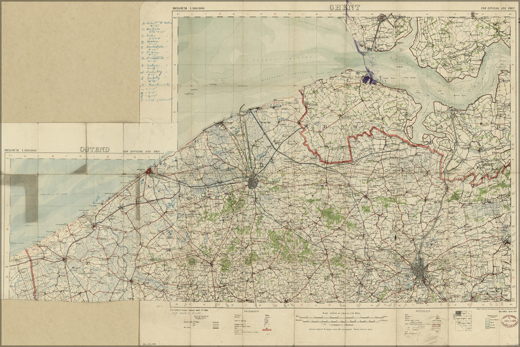 Poster, Many Sizes Available; Wwi Map Bruges Region, Belgium 1914 World War One