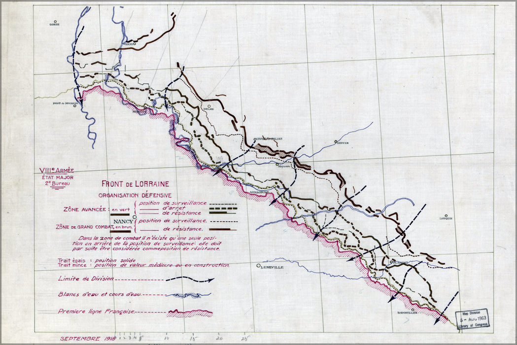 Poster, Many Sizes Available; Wwi Map Lorraine Front France 1918