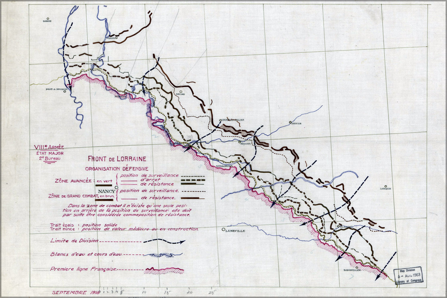 Poster, Many Sizes Available; Wwi Map Lorraine Front France 1918