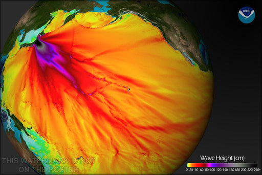 Poster, Many Sizes Available; Wave Height Of The 2011 Tsunami Originating Near Sendai, Japan