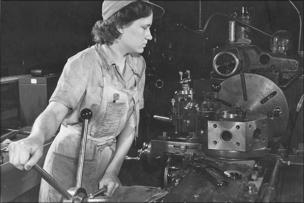 Poster, Many Sizes Available; Grace Janota, Former Department Store Clerk, Is Now A Lathe Operator At A Western Aircraft Plant Producing B 2