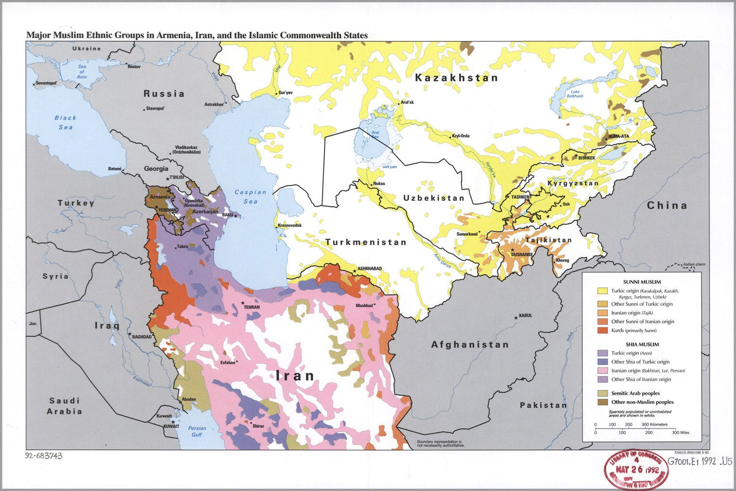 Poster, Many Sizes Available; Cia Map Muslims In Armenia Iran 1992