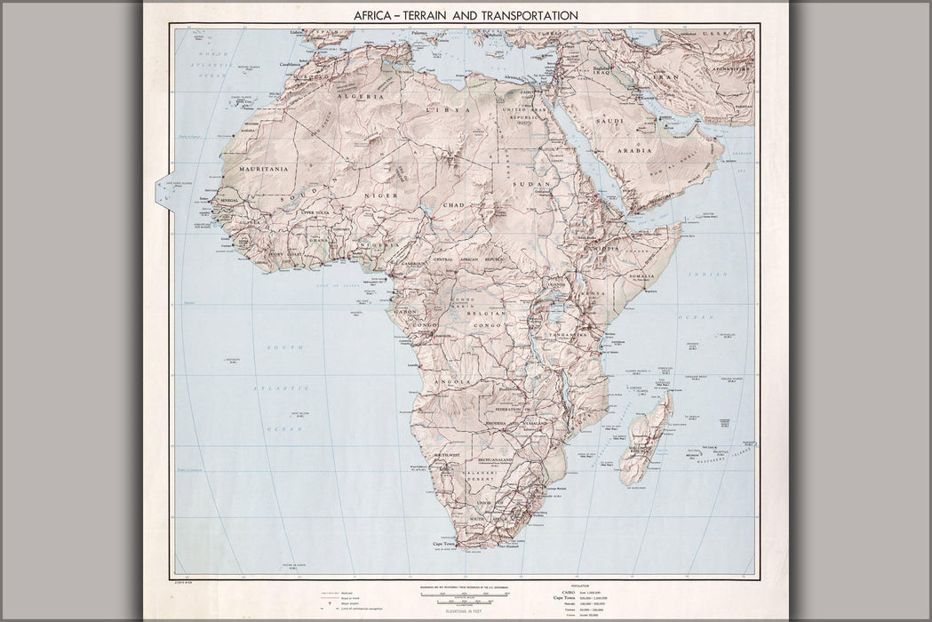 Poster, Many Sizes Available; Cia Map Of Africa, Terrain 1959