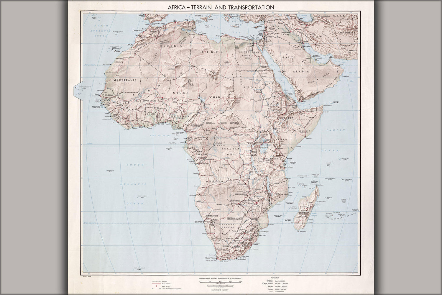 Poster, Many Sizes Available; Cia Map Of Africa, Terrain 1959