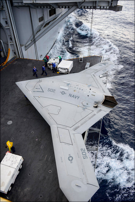 Poster, Many Sizes Available; X-47B Uav Drone On Elevator Harry S. Truman (Cvn 75)