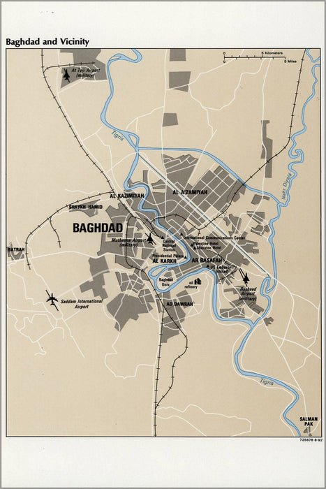 Poster, Many Sizes Available; Cia Map Of Baghdad Iraq 1992