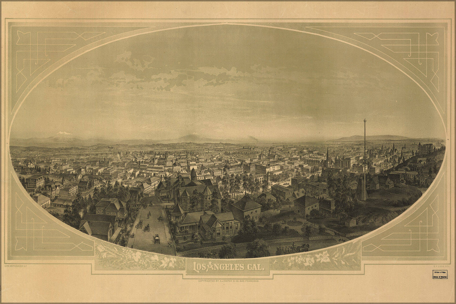 Poster, Many Sizes Available; View Of Los Angeles, California 1888