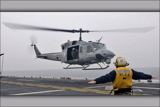 Poster, Many Sizes Available; Uh-1N Uh-1 Huey Helicopter Aboard Uss Essex (Lhd 2)