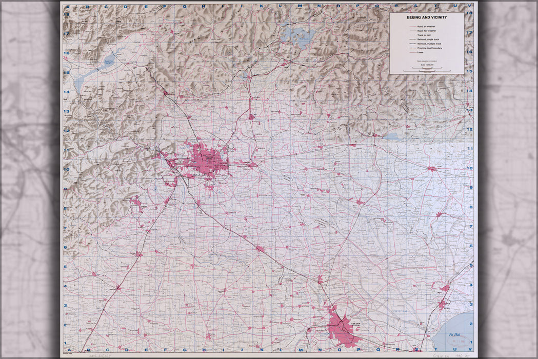 Poster, Many Sizes Available; Cia Map Of Beijing China And Vicinity 1986