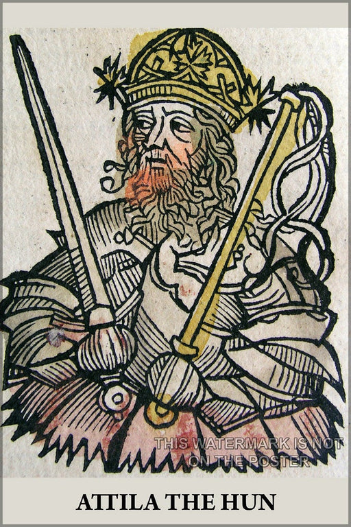 Poster, Many Sizes Available; Attila The Hun In The Nuremberg Chronicle (1493)