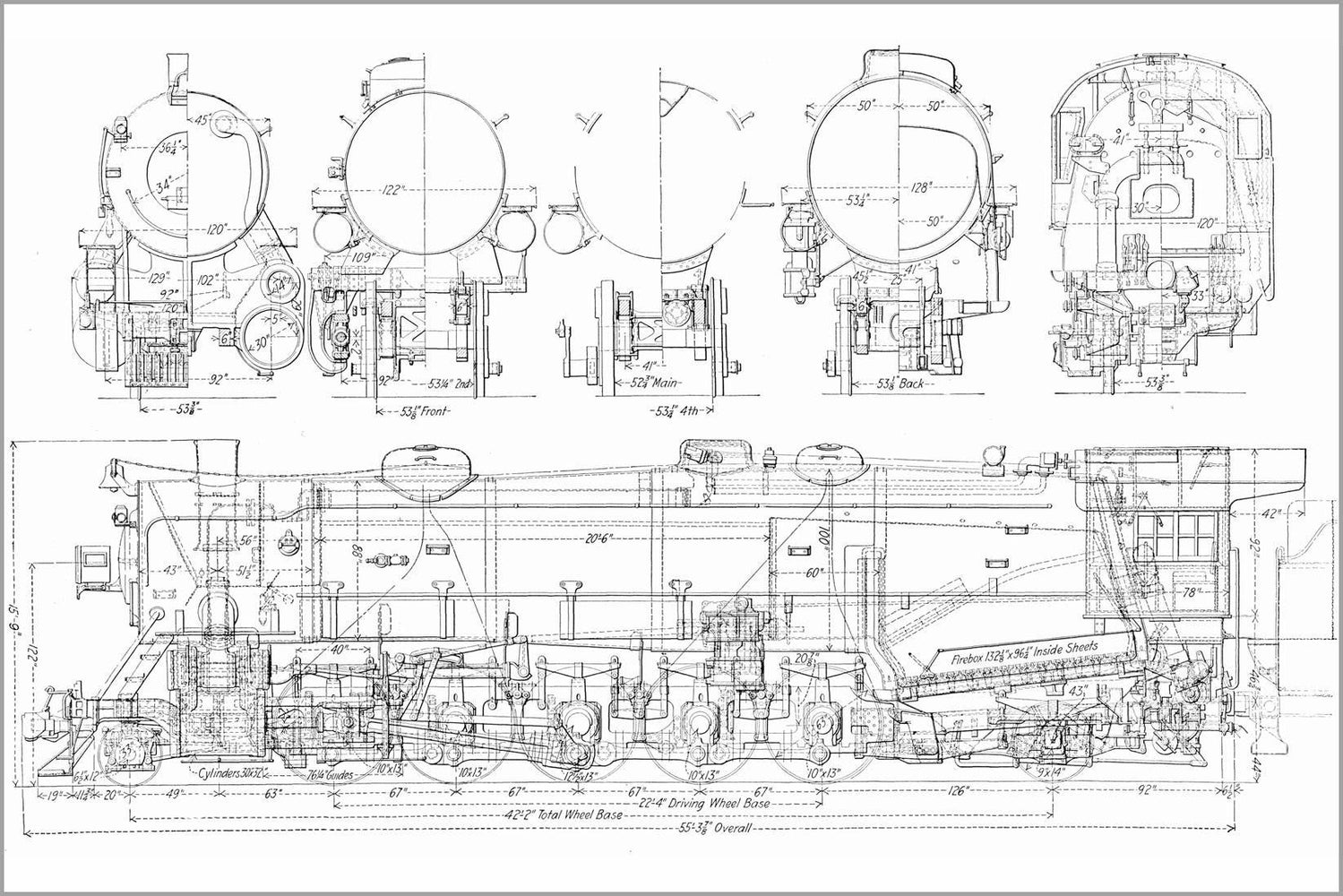 Poster, Many Sizes Available; Usra Heavy Santa Fe Railroad Train Locomotive Diagram