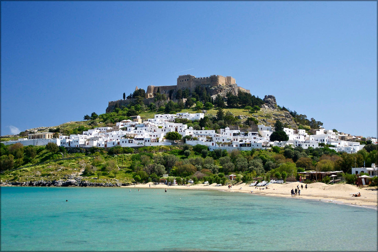 Poster, Many Sizes Available; Village And Castle (Acropolis) Of Lindos, Island Of Rhodes, Greece